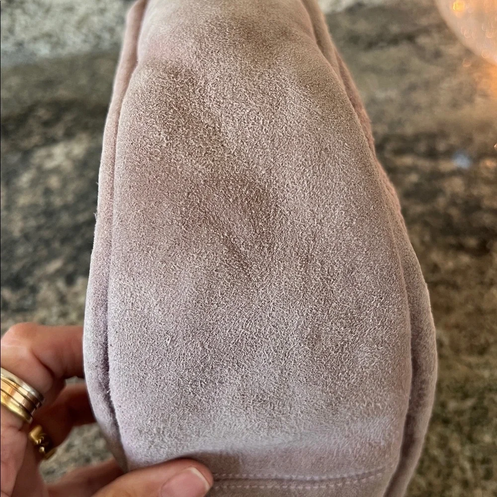 CHANEL Shearling and Lavender Suede Mademoiselle Purse